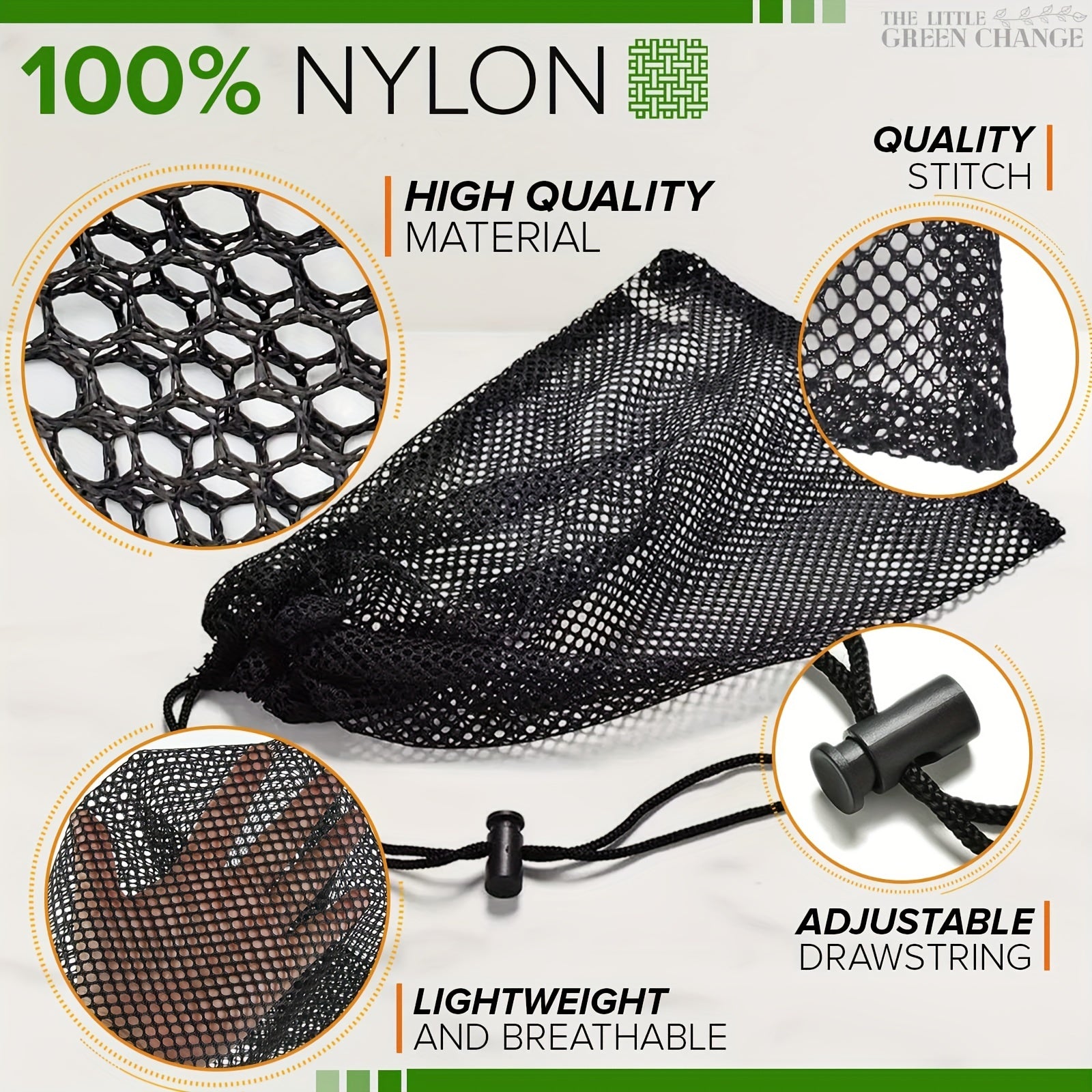 10pcs Nylon Mesh Bag 15x11 inch Drawstring Closure Durable for Shopping Storage