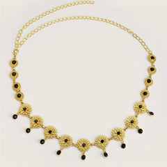 Flower Crystal Waist Strap Tassel Chain Waist Jewelry