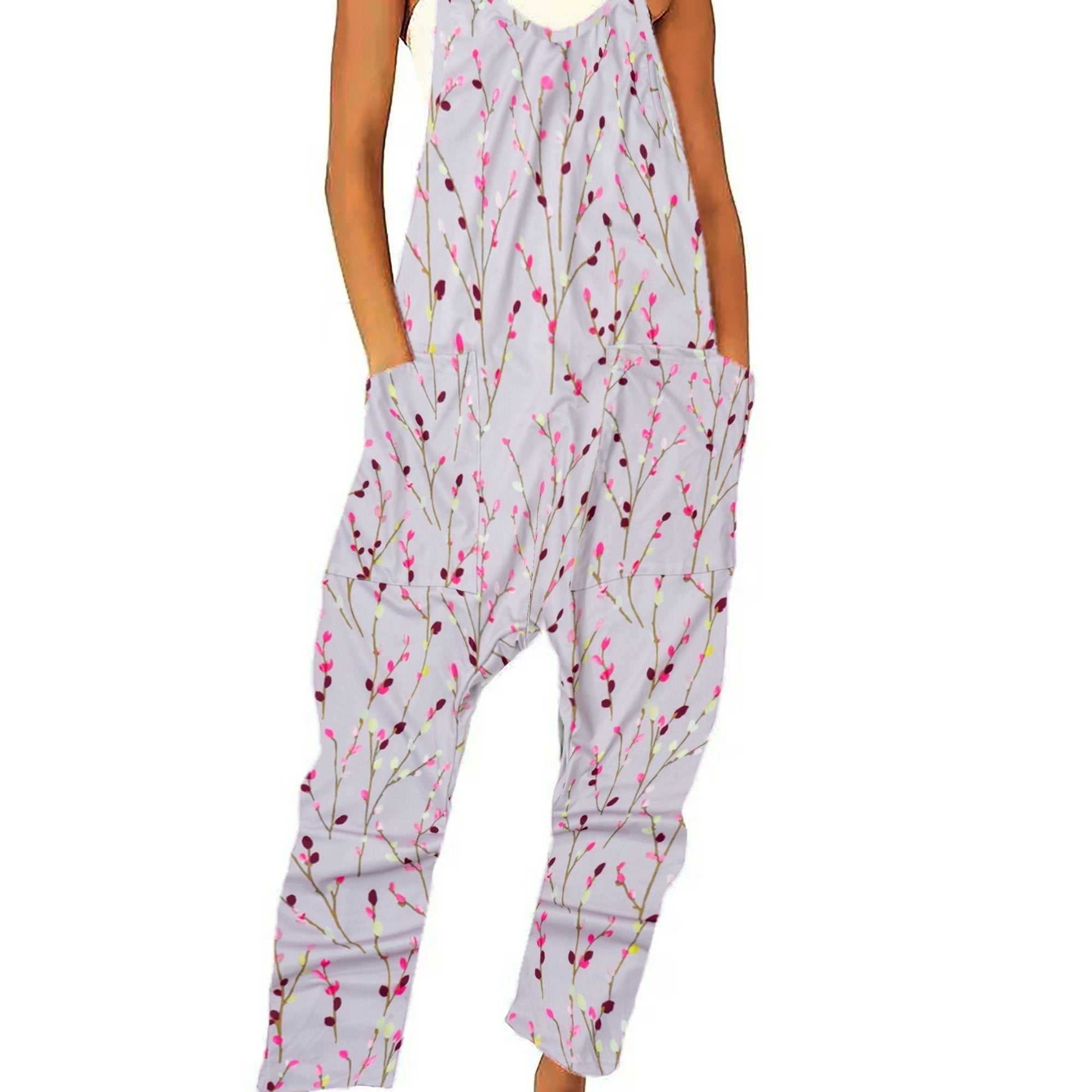 Boho Graphic Print Jumpsuit with Pockets