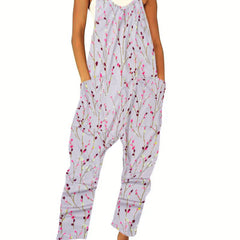 Boho Graphic Print Jumpsuit with Pockets