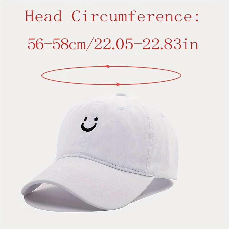 Smile Face Embroidered Adjustable Baseball Cap for Outdoor Sport