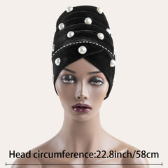 Sponge Thick Starry Pearl Velvet Headscarf Hat Warm Ladies Beanie Hat