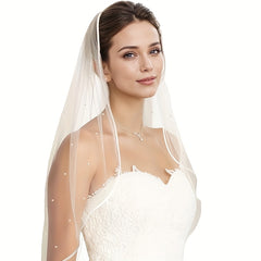 Classic Bridal Veil with Delicate Trimmed Soft Fabric for Wedding Bridesmaids