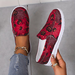 Halloween Pumpkin & Spider Net Loafers Shoes