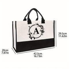 Canvas Tote Bag Letter Pattern Handbag Vintage Casual Shopping Bag