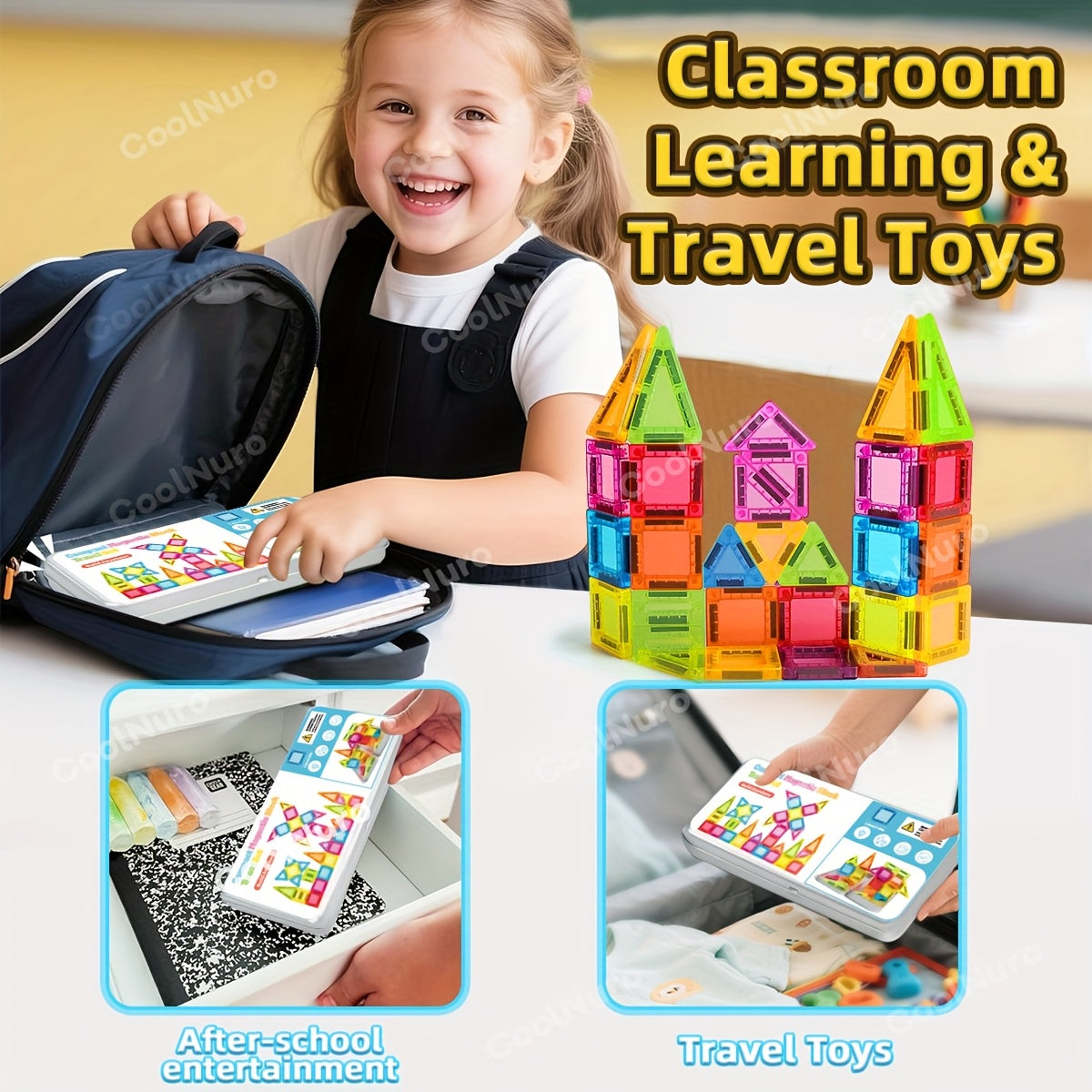 38pcs Magnetic Building Blocks Set for Kids with Iron Box