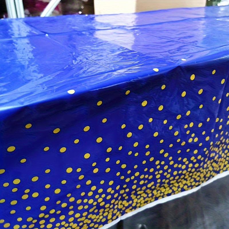 Navy Plastic Tablecloth Golden Dot TableCover Confetti Dark Table Wedding Party