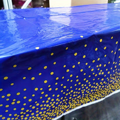 Navy Plastic Tablecloth Golden Dot TableCover Confetti Dark Table Wedding Party