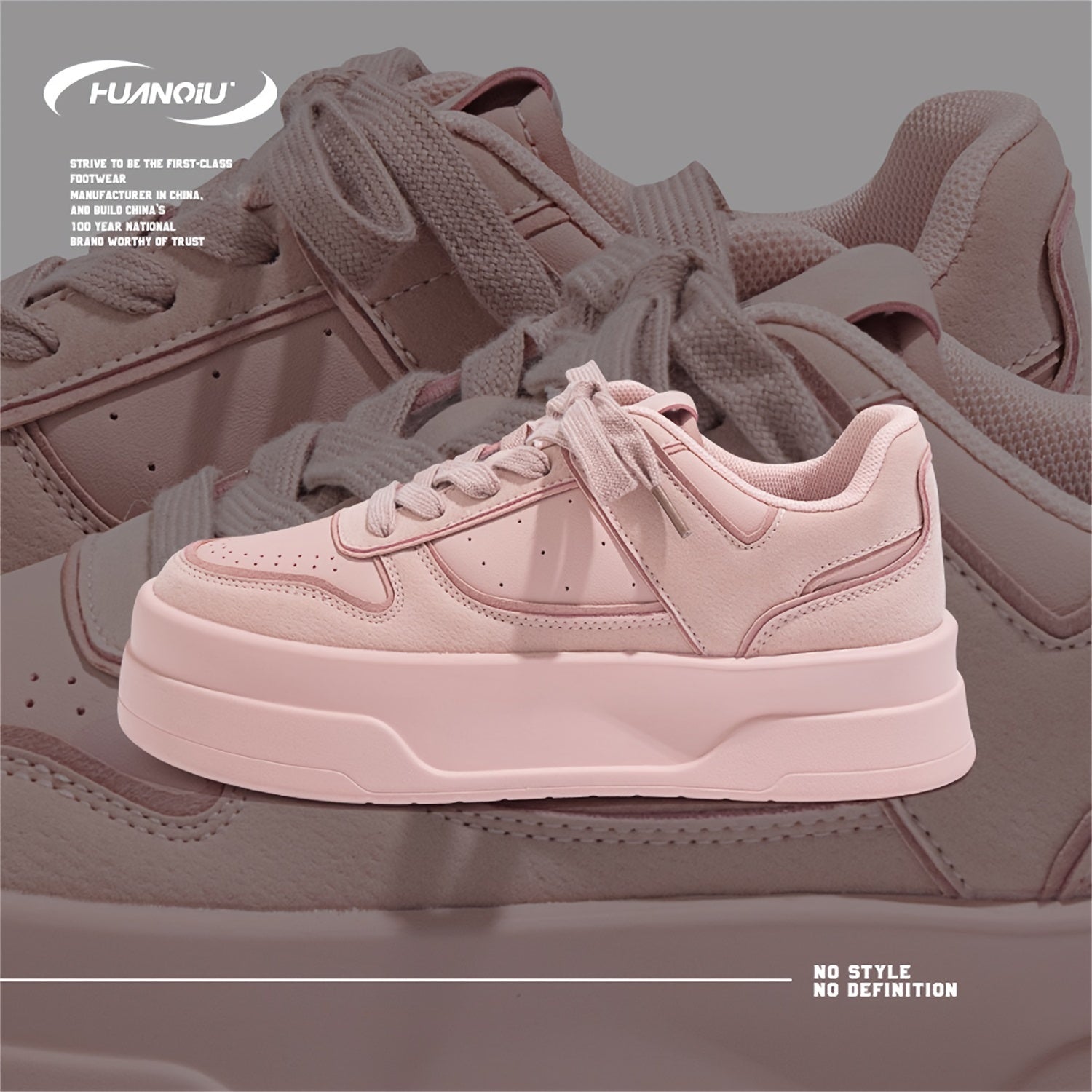 HUANQIU Lace-up Skate Shoes Non Slip Sports Sneakers