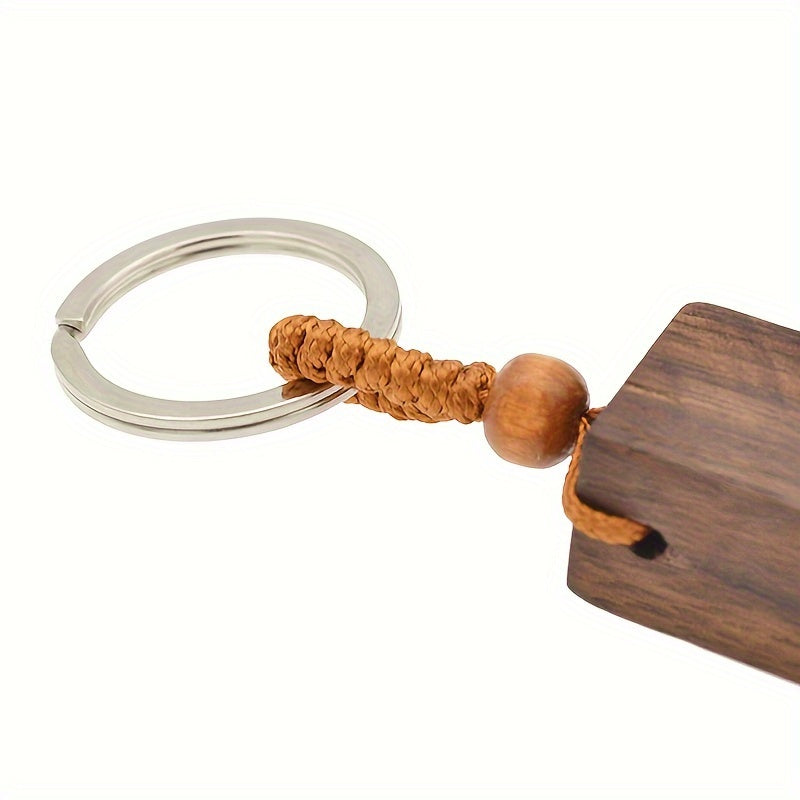 Retro Wood Phone Holder Stand Keychain Car Keyring Ornament Accessory