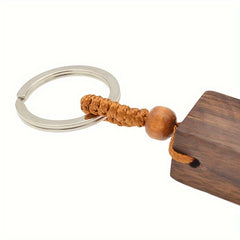 Retro Wood Phone Holder Stand Keychain Car Keyring Ornament Accessory