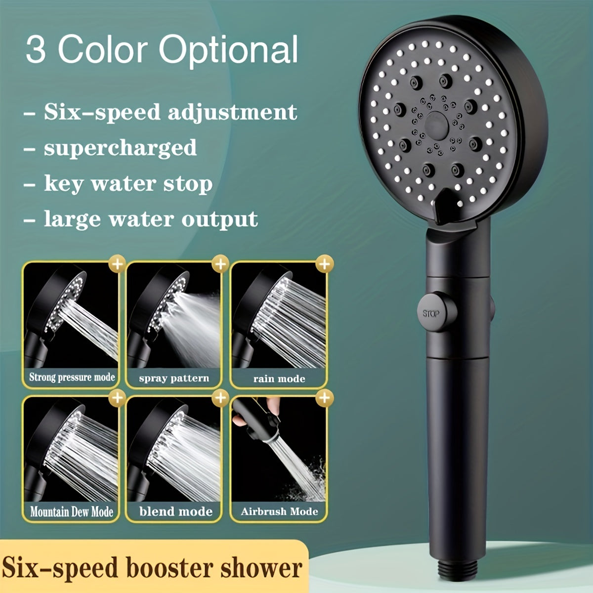 6 Modes Adjustable High pressure Shower Head - Water saving Hand held Shower Hea
