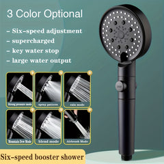 6 Modes Adjustable High pressure Shower Head - Water saving Hand held Shower Hea