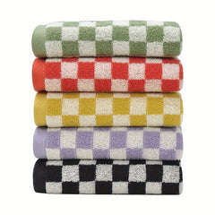 Checkerboard Pattern Cotton Hand Towel Soft Skin-friendly Face Towel