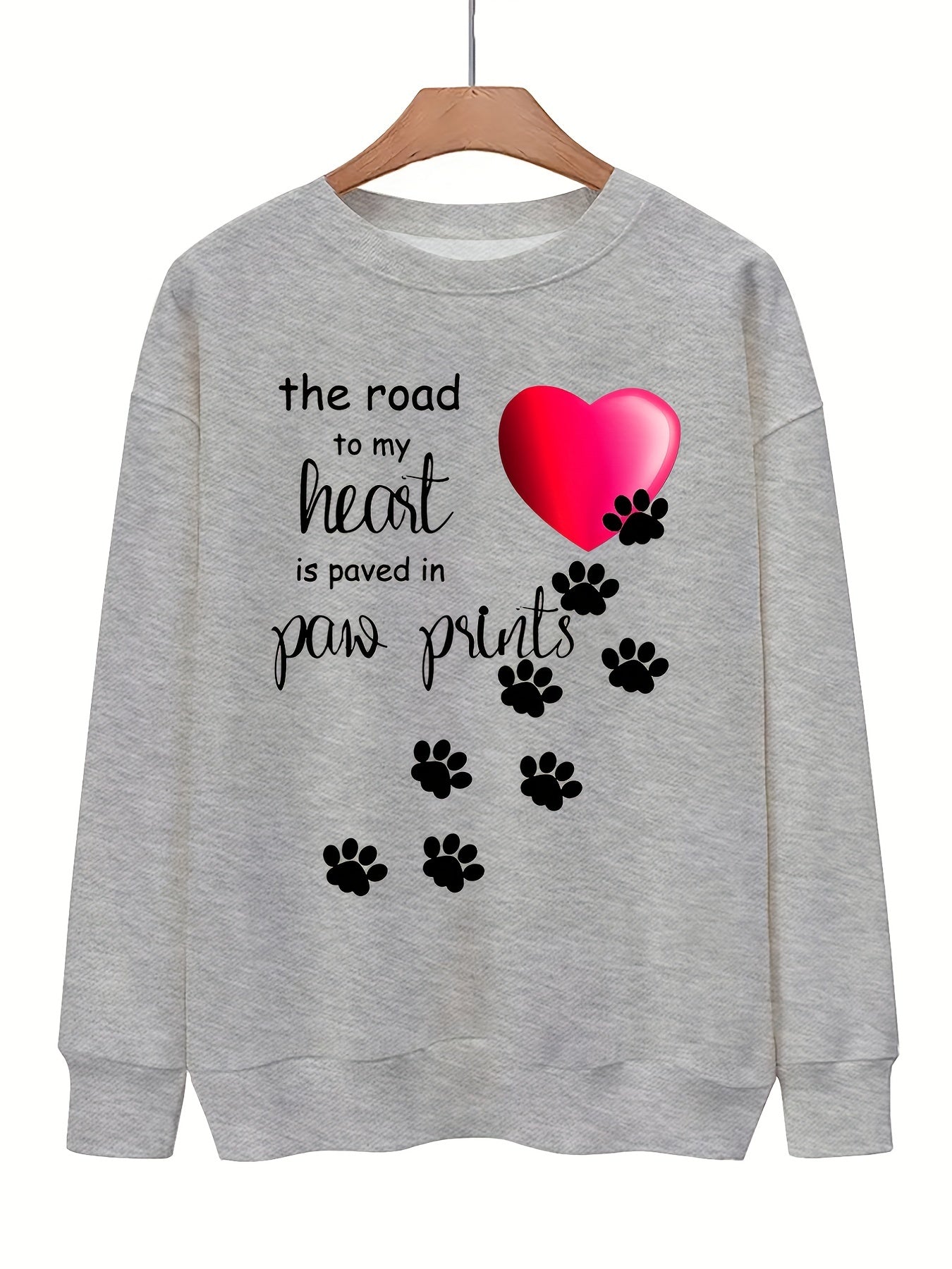 Dog Footprint & Letter Print Sweatshirt for Women