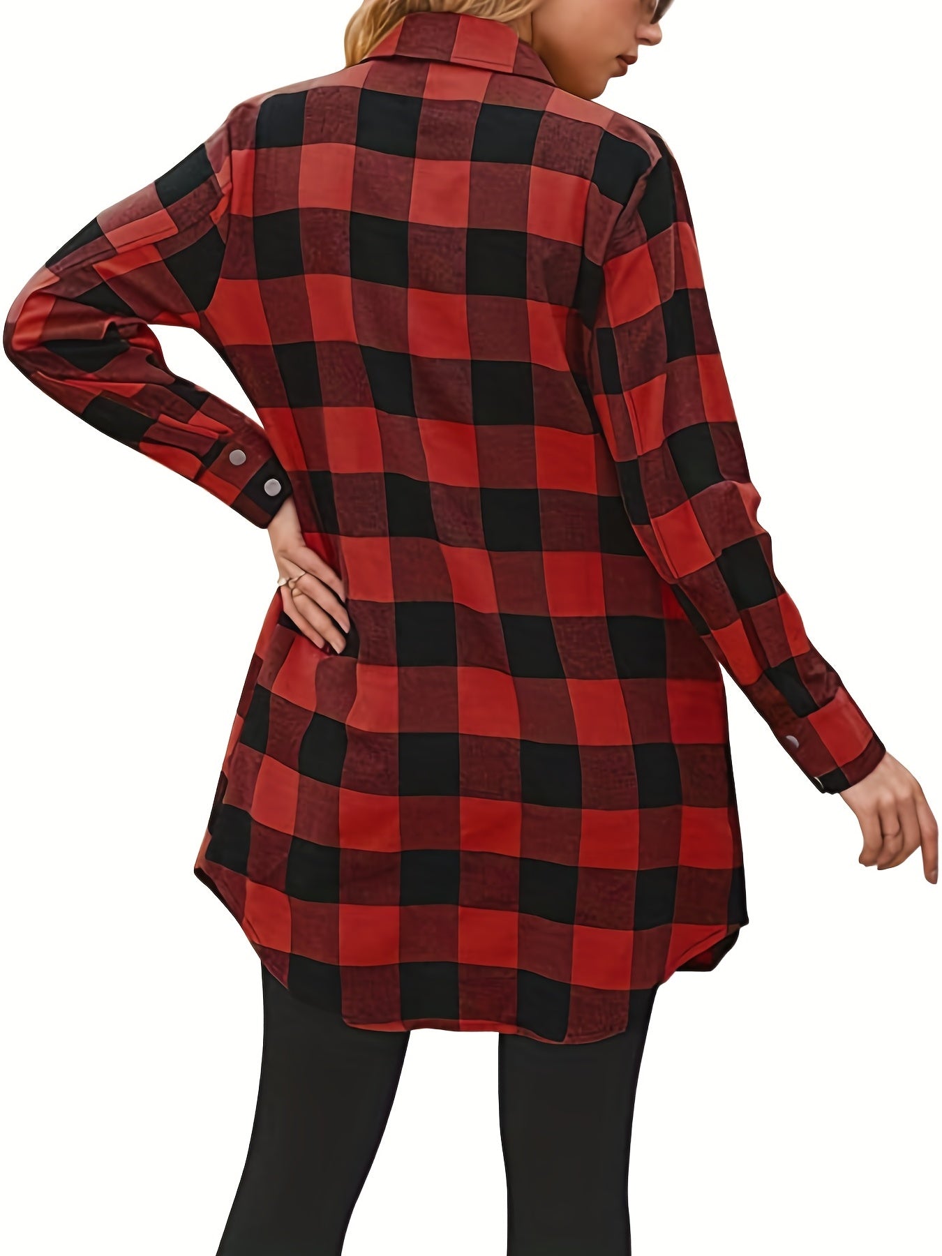 Plaid Jacket Casual Long Sleeve Jacket for Women