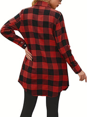 Plaid Jacket Casual Long Sleeve Jacket for Women