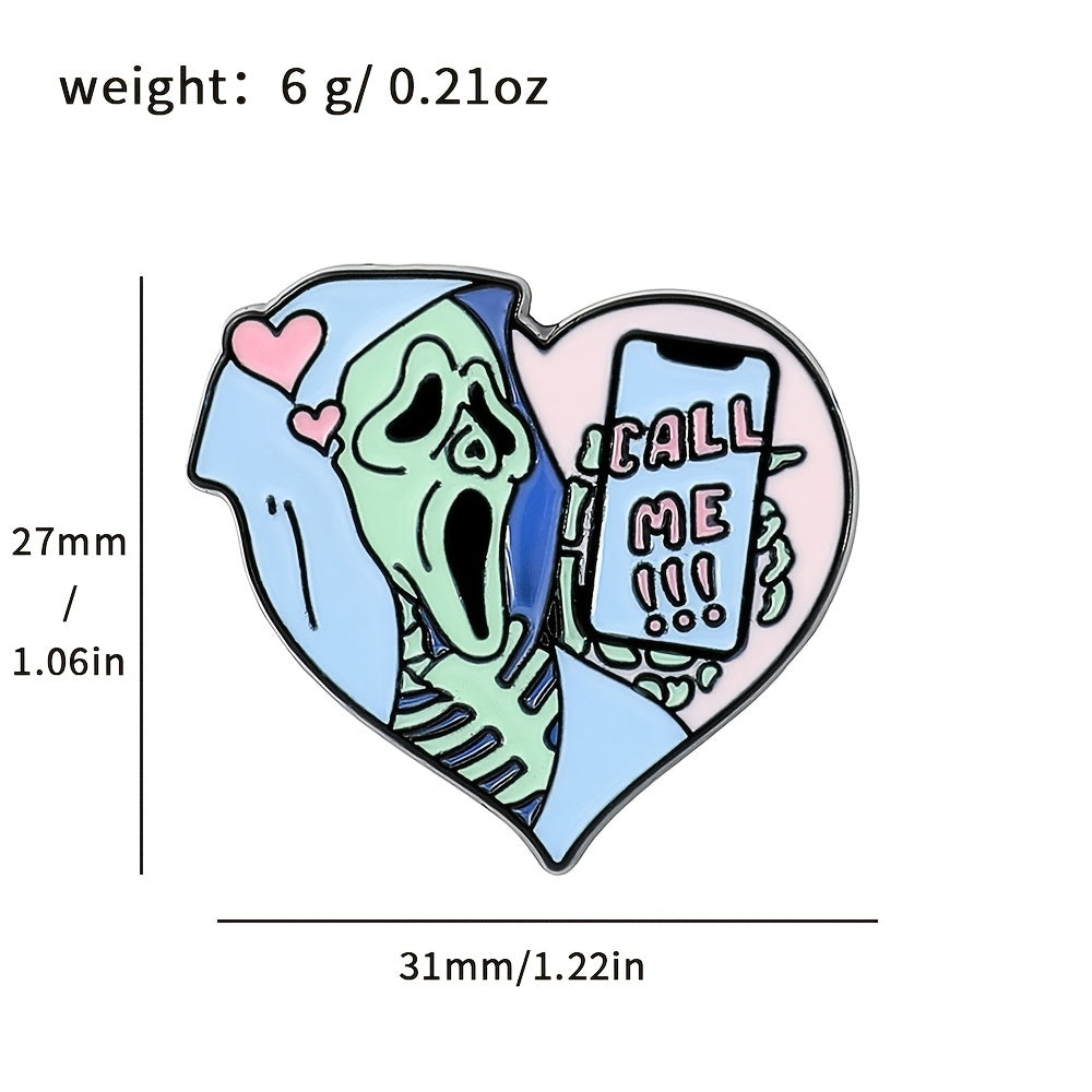 Spooky Skull Brooch Pin - Halloween Accessory for Clothes and Bags