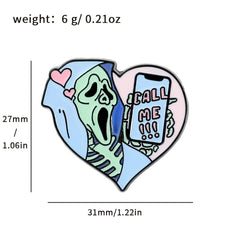 Spooky Skull Brooch Pin - Halloween Accessory for Clothes and Bags