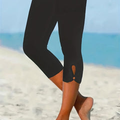 Solid Cutout Skinny Capris Leggings for Women