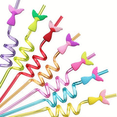 21pcs Mermaid Tail Straws + 2 Cleaning Brushes