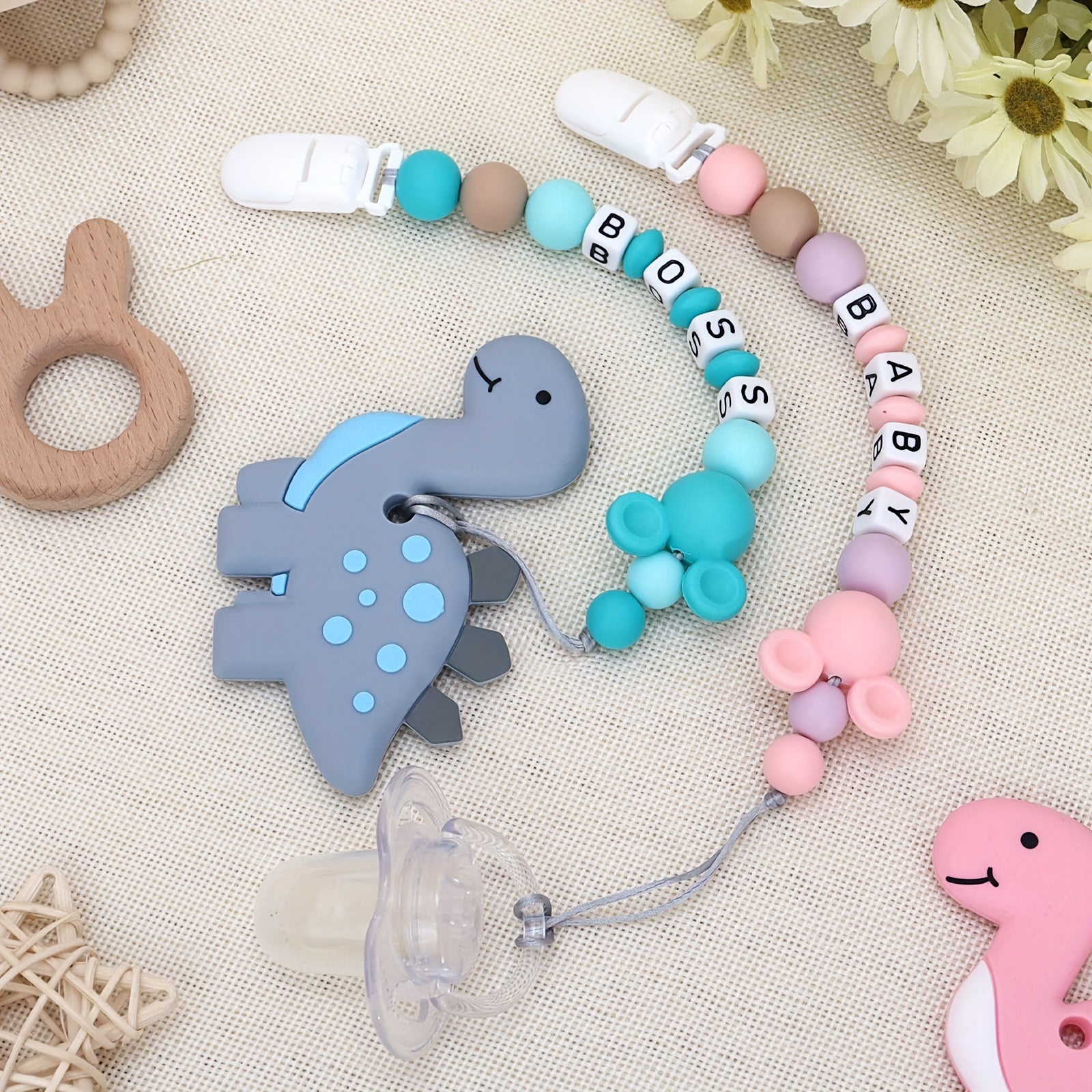 Custom Baby Pacifier Clip - Personalized Baby Shower Gift