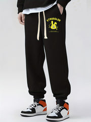 Retro Rabbit Print Drawstring Sweatpants Loose Fit Casual Joggers