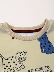Boy's Leopard Print Round Neck Sweatshirt