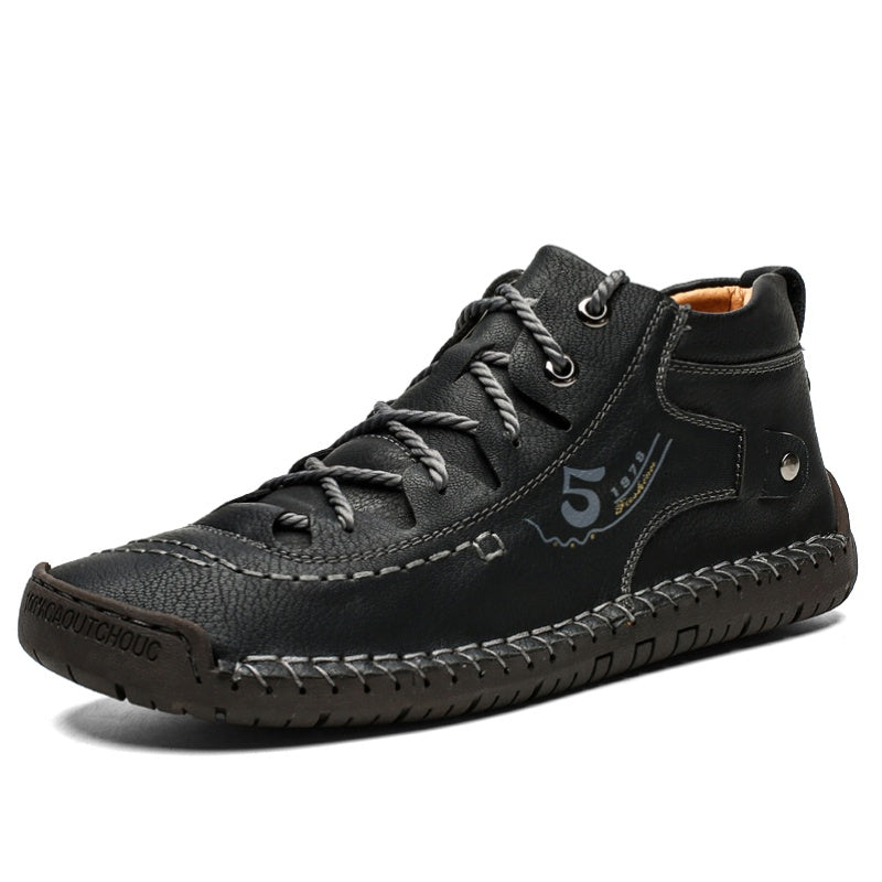 Men's PU Leather Ankle Boots Lace up Sneakers Casual Walking Shoes