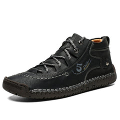 Men's PU Leather Ankle Boots Lace up Sneakers Casual Walking Shoes