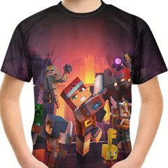 Kids 3D Print Casual T shirt Building Blocks Graphic Tees