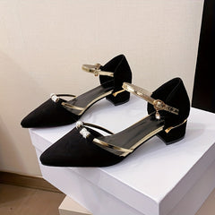 Rhinestone Point Toe Ankle Strap Heels