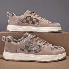 Men's Plaid Lace Up Sneakers Casual Outdoor Walking Shoes