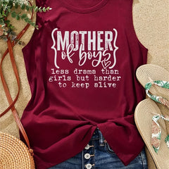 Sleeveless Crew Neck Tank Top for Summer Women's Clothing