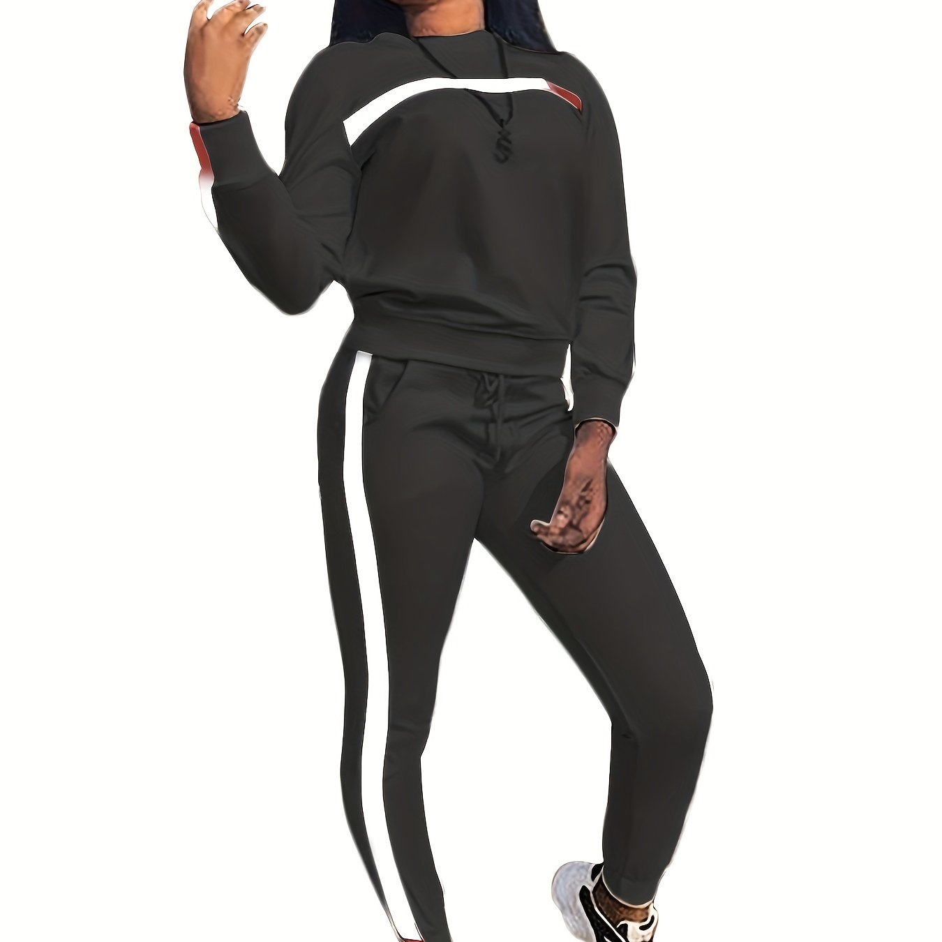 Casual 2pc Set Crew Neck Tops & Running Pants
