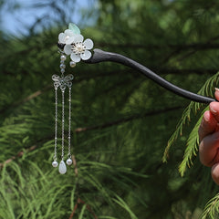 Chinese Hairpins Clips Tassel Flower Hair Chignon Wooden Hair Pin