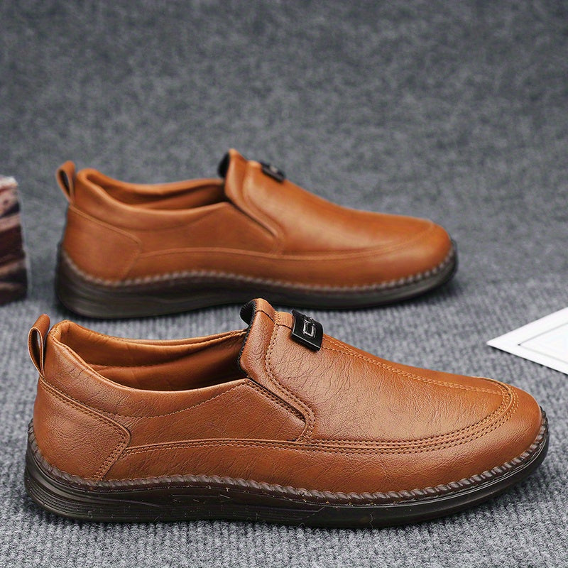 Men's Round Toe Loafer Shoes Slip On Non-slip Comfy Men's Shoes