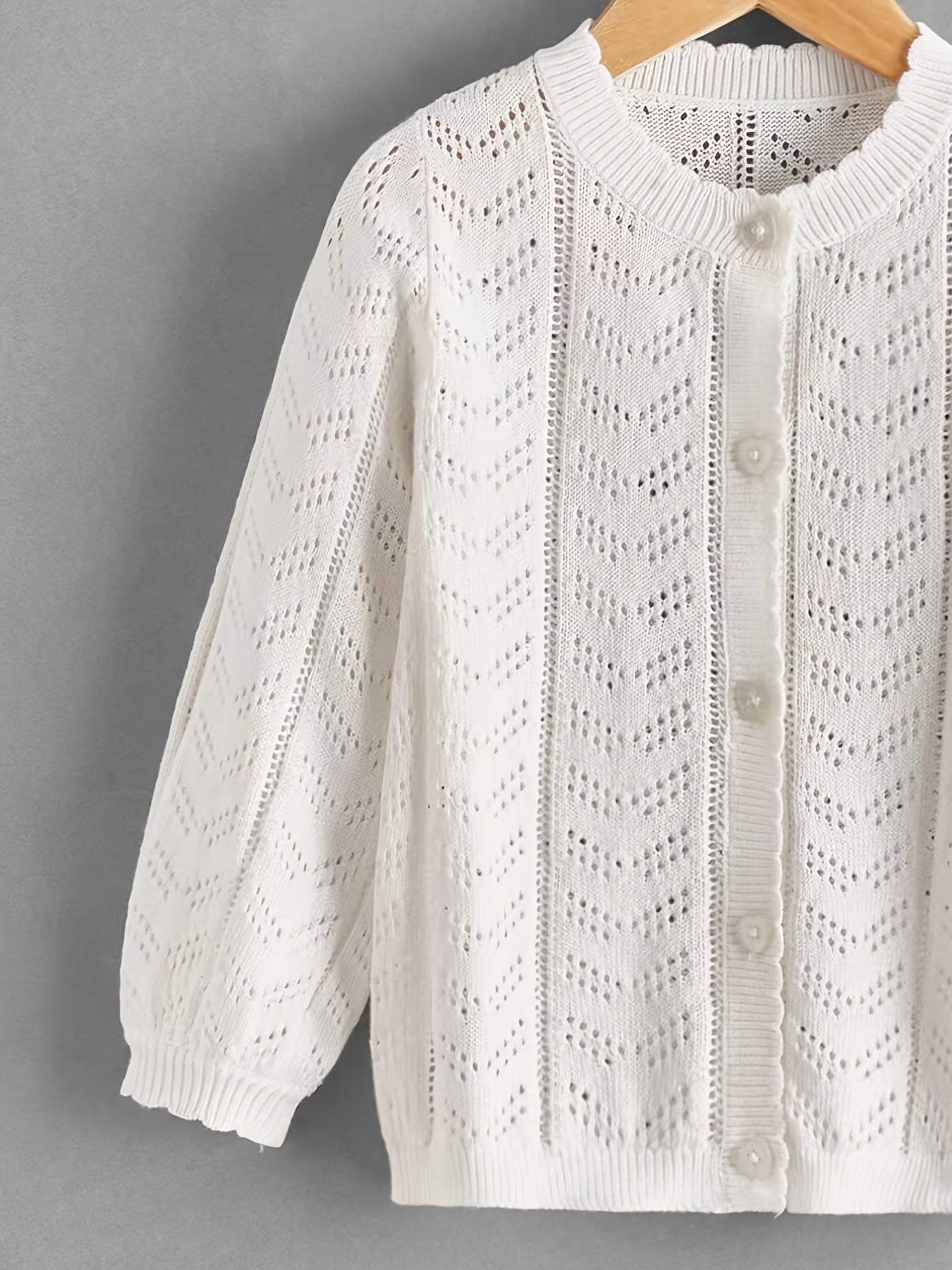 Girls Hollow Out Long Sleeve Knit Cardigan Sweater