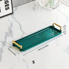 Modern Decorative Tray With Golden Handles Plastic for Home Decor