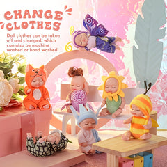 10pcs 4 Inch Dolls with Animal Clothes - Gift Set for Toddlers Girls