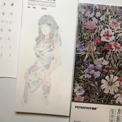 100% Cotton Watercolor Paper Pad 6x15 Hot Press 300GSM - 12 Sheets