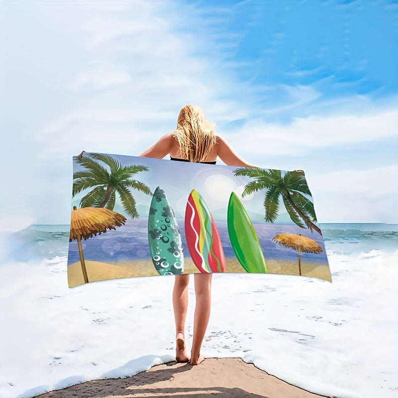 Microfiber Sandproof Beach Towel Coconut Tree Pattern Fast Dry Beach Accessory