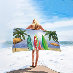 Microfiber Sandproof Beach Towel Coconut Tree Pattern Fast Dry Beach Accessory