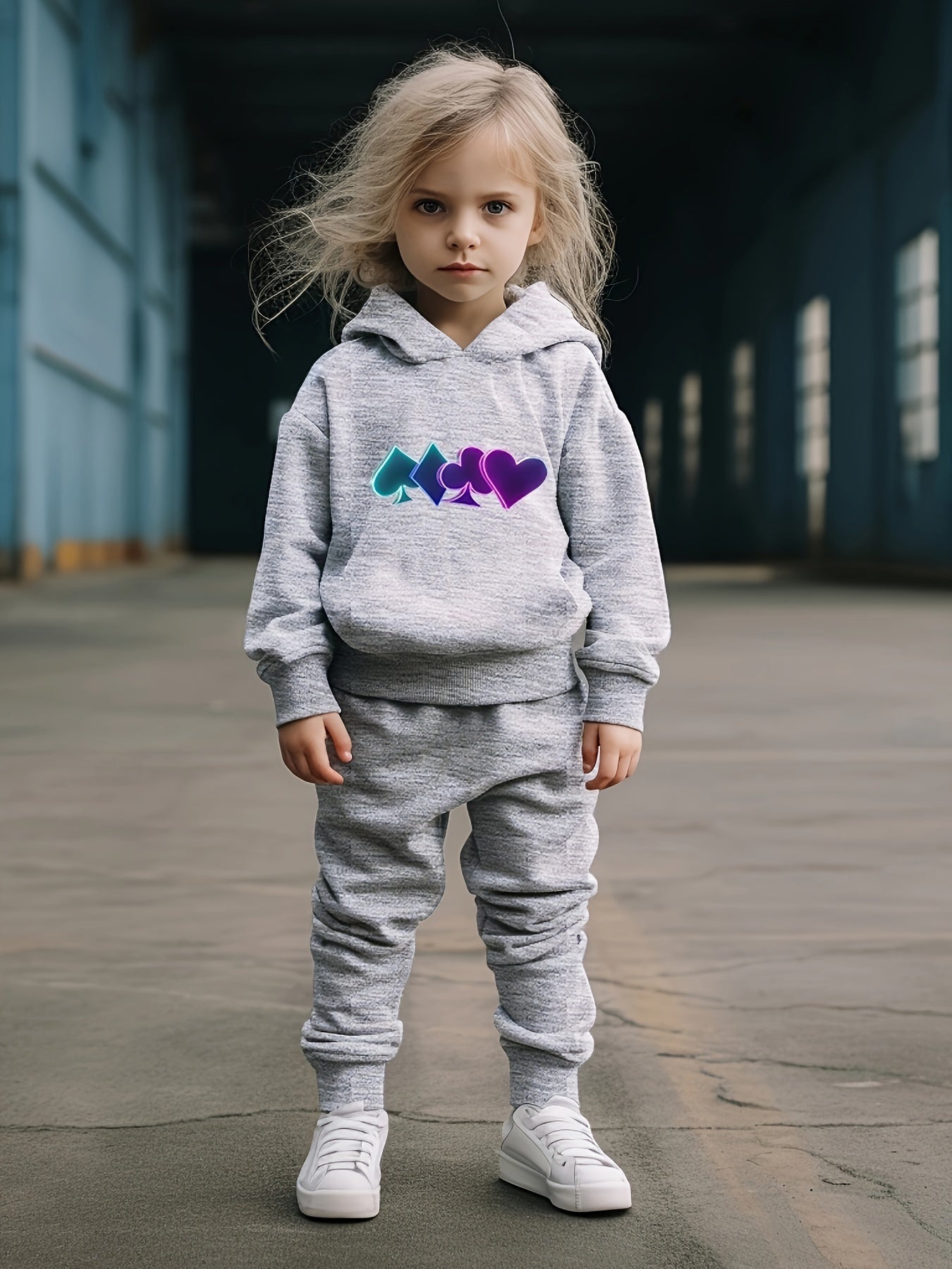 Girls 2pc Cartoon Hooded Sweatshirt & Sweatpants Set Kids Clothes For Girls