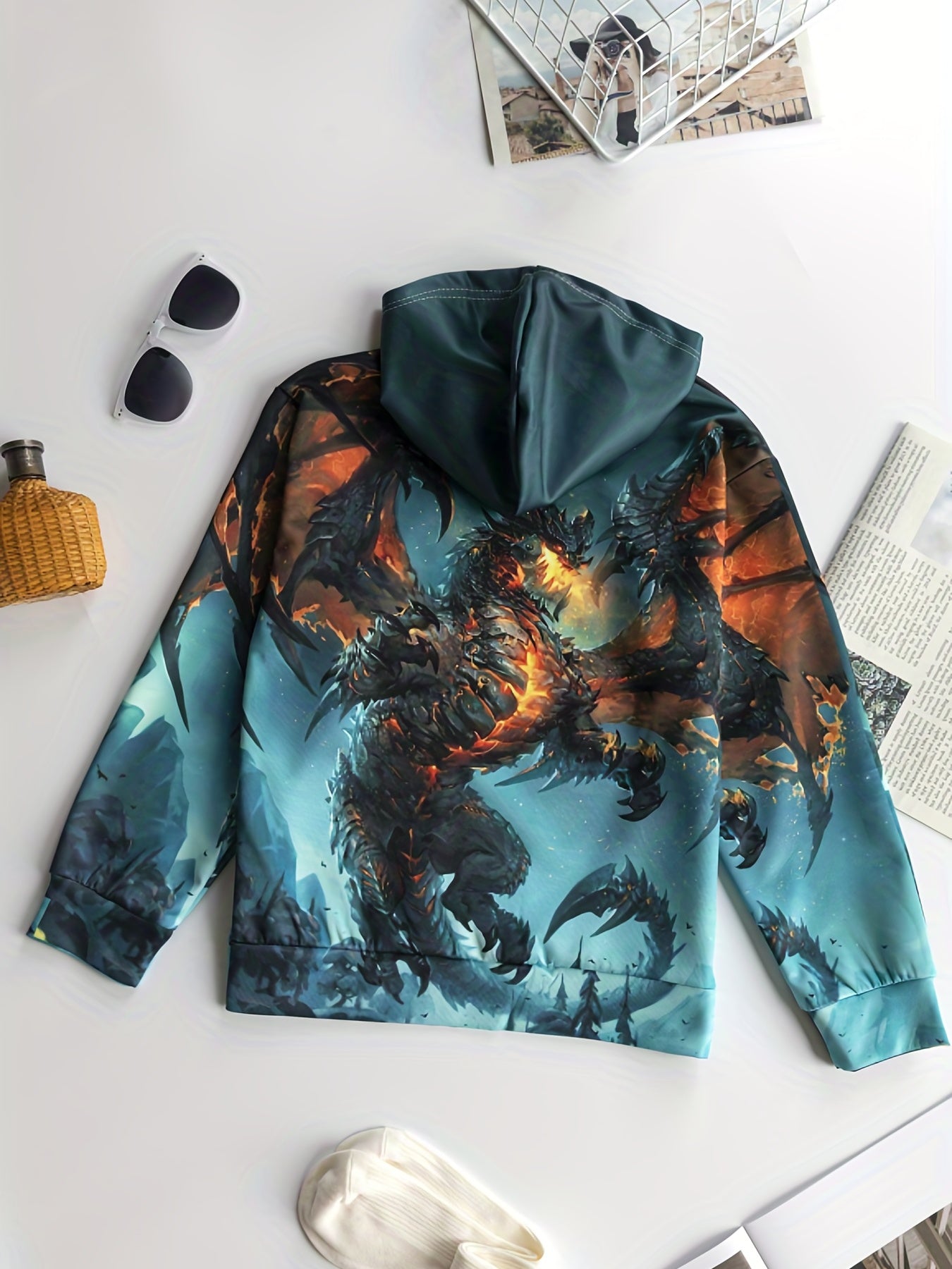 Dragon 3D Print Boys Casual Pullover Hooded Sweatshirt