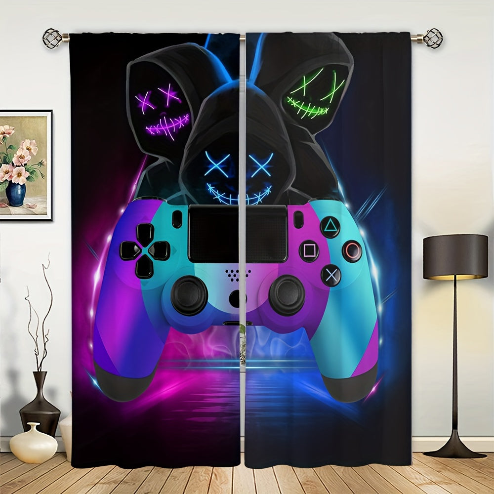 Gamepad Printed Window Curtains Rod Pocket Top Window Drapes