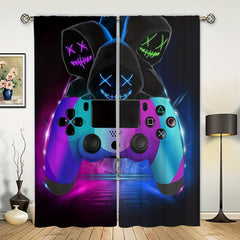 Gamepad Printed Window Curtains Rod Pocket Top Window Drapes