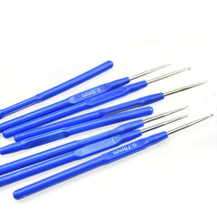 8pcs Small Crochet Hooks Steel Needles Kit Lace Crochets Set Plastic Handle