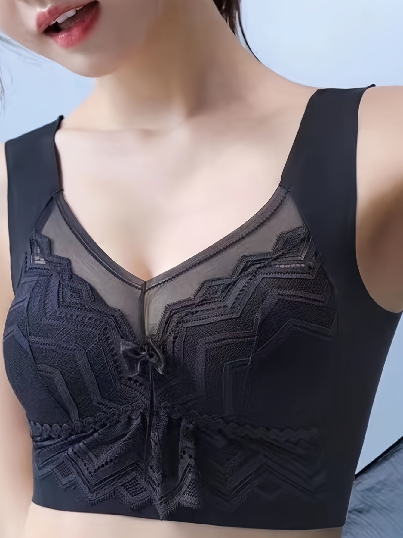 Lace Wireless Bra Wide Straps Comfy & Breathable