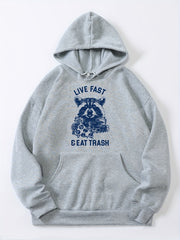 Bear Print Kangaroo Pocket Hoodie Long Sleeve Hoodies
